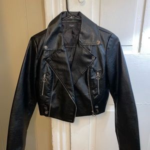 Leather crop jacket